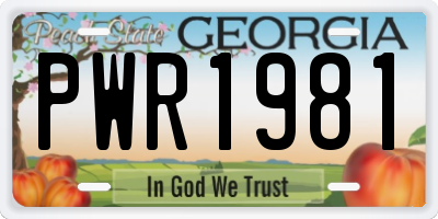 GA license plate PWR1981