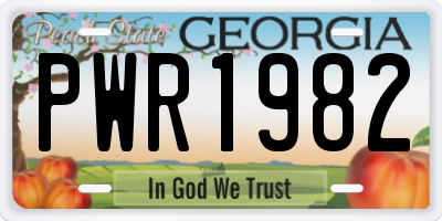 GA license plate PWR1982