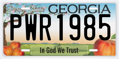 GA license plate PWR1985