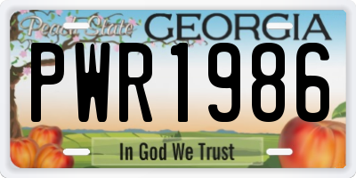 GA license plate PWR1986