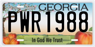 GA license plate PWR1988