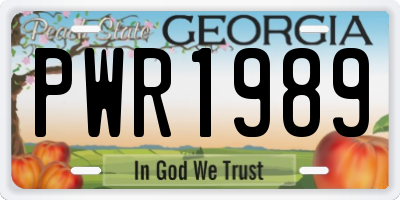 GA license plate PWR1989