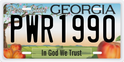GA license plate PWR1990