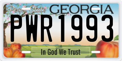 GA license plate PWR1993