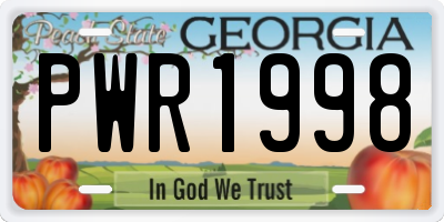 GA license plate PWR1998
