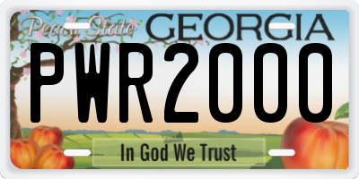 GA license plate PWR2000