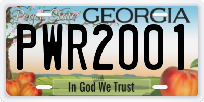 GA license plate PWR2001