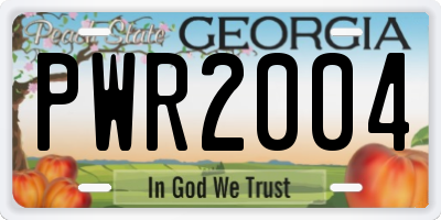 GA license plate PWR2004