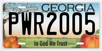 GA license plate PWR2005