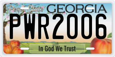 GA license plate PWR2006