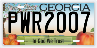 GA license plate PWR2007