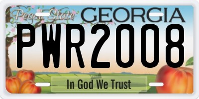 GA license plate PWR2008