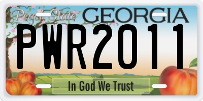 GA license plate PWR2011