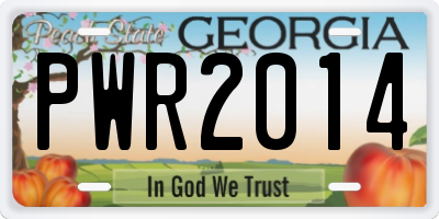 GA license plate PWR2014