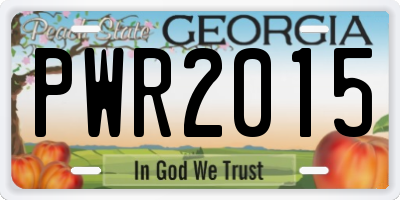 GA license plate PWR2015