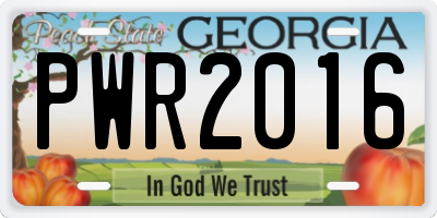GA license plate PWR2016