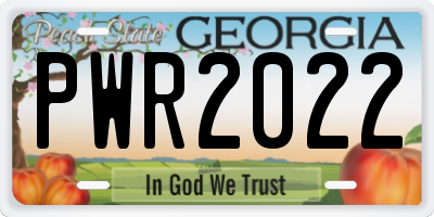 GA license plate PWR2022