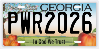 GA license plate PWR2026