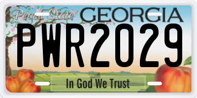 GA license plate PWR2029