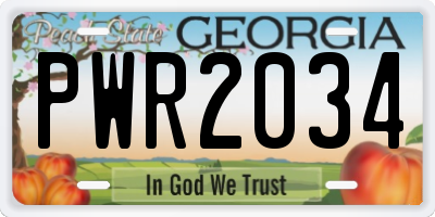 GA license plate PWR2034
