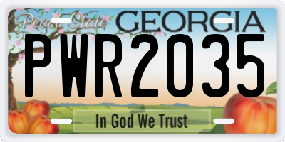 GA license plate PWR2035
