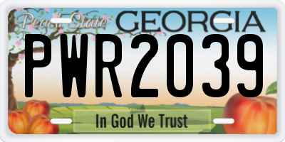 GA license plate PWR2039