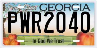 GA license plate PWR2040