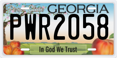 GA license plate PWR2058