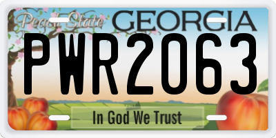 GA license plate PWR2063