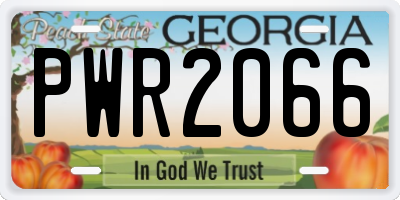 GA license plate PWR2066