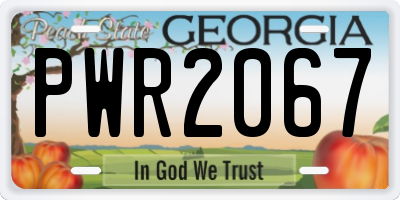 GA license plate PWR2067