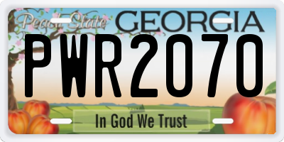 GA license plate PWR2070