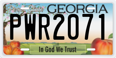 GA license plate PWR2071