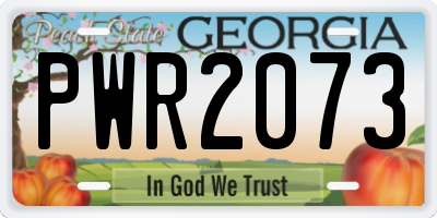 GA license plate PWR2073