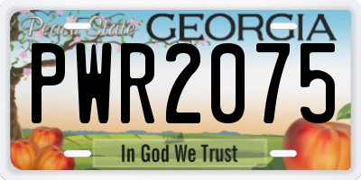 GA license plate PWR2075