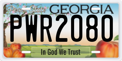 GA license plate PWR2080