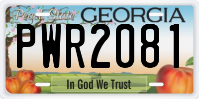 GA license plate PWR2081