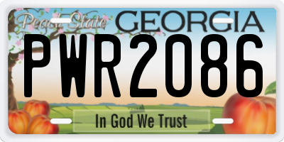 GA license plate PWR2086