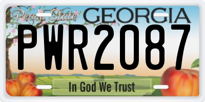 GA license plate PWR2087