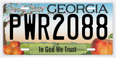 GA license plate PWR2088