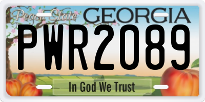 GA license plate PWR2089