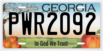 GA license plate PWR2092