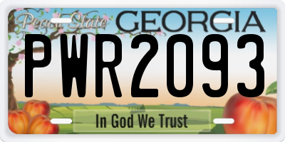 GA license plate PWR2093