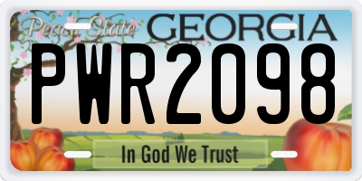 GA license plate PWR2098
