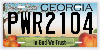GA license plate PWR2104