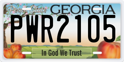 GA license plate PWR2105