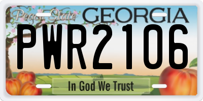 GA license plate PWR2106