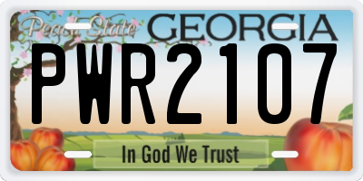 GA license plate PWR2107