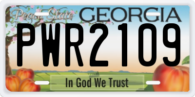 GA license plate PWR2109