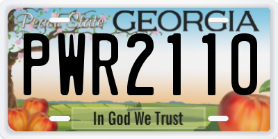 GA license plate PWR2110